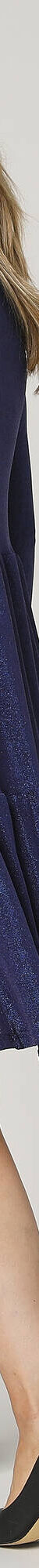 Robe courte évasée en maille brillante, manches longues (bleu dur) Robe courte évasée en maille brillante, manches longues (bleu dur)